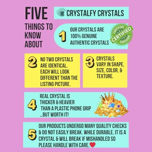 Five things to know about crystals infographic.