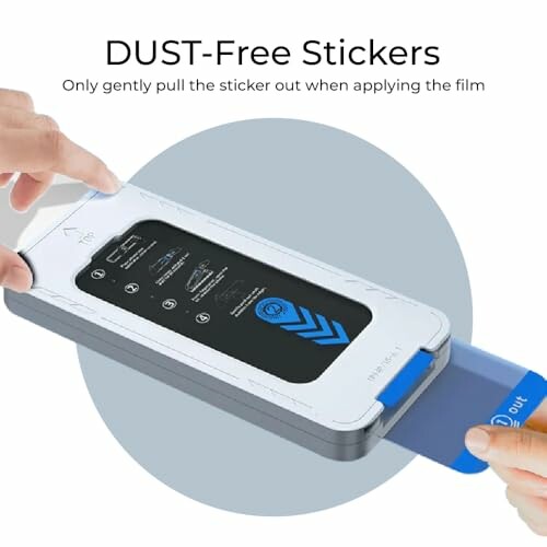 Device tool applying dust-free stickers on smartphone screen