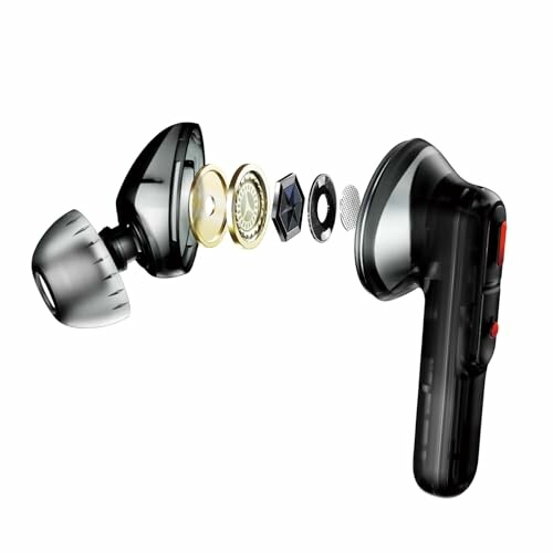 Exploded view of an earbud showing internal components.