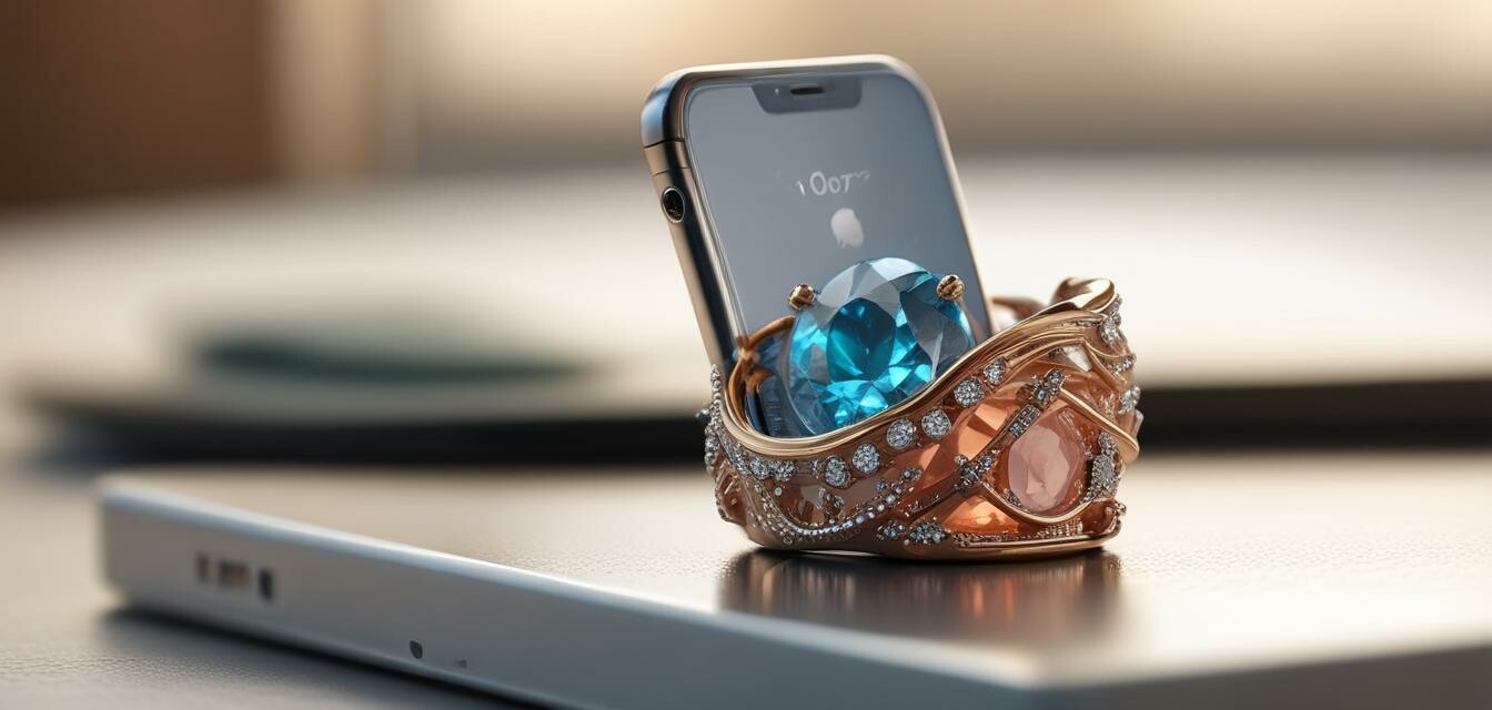 Gemstone phone ring holder on phone