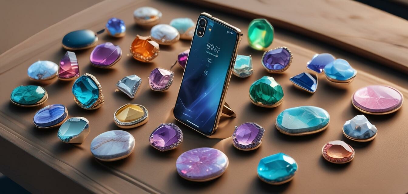 Various types of gemstone phone stands